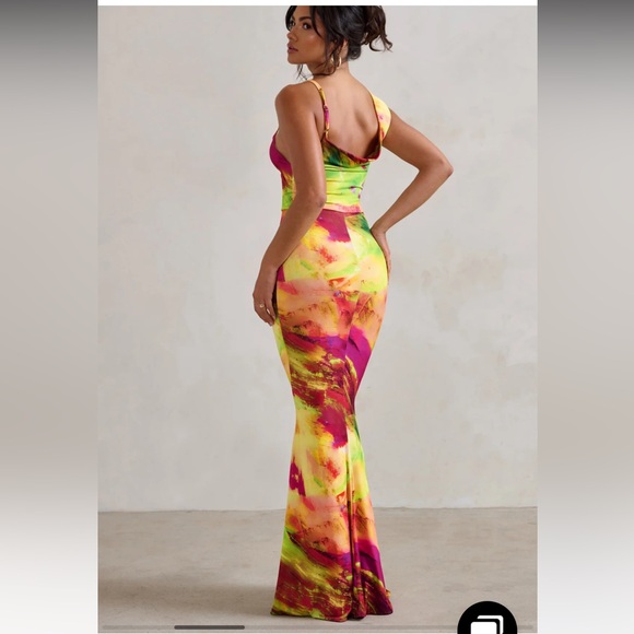 Club L London One-Shoulder Multicolor Dress Phantasy 2 $150 - Picture 2 of 5